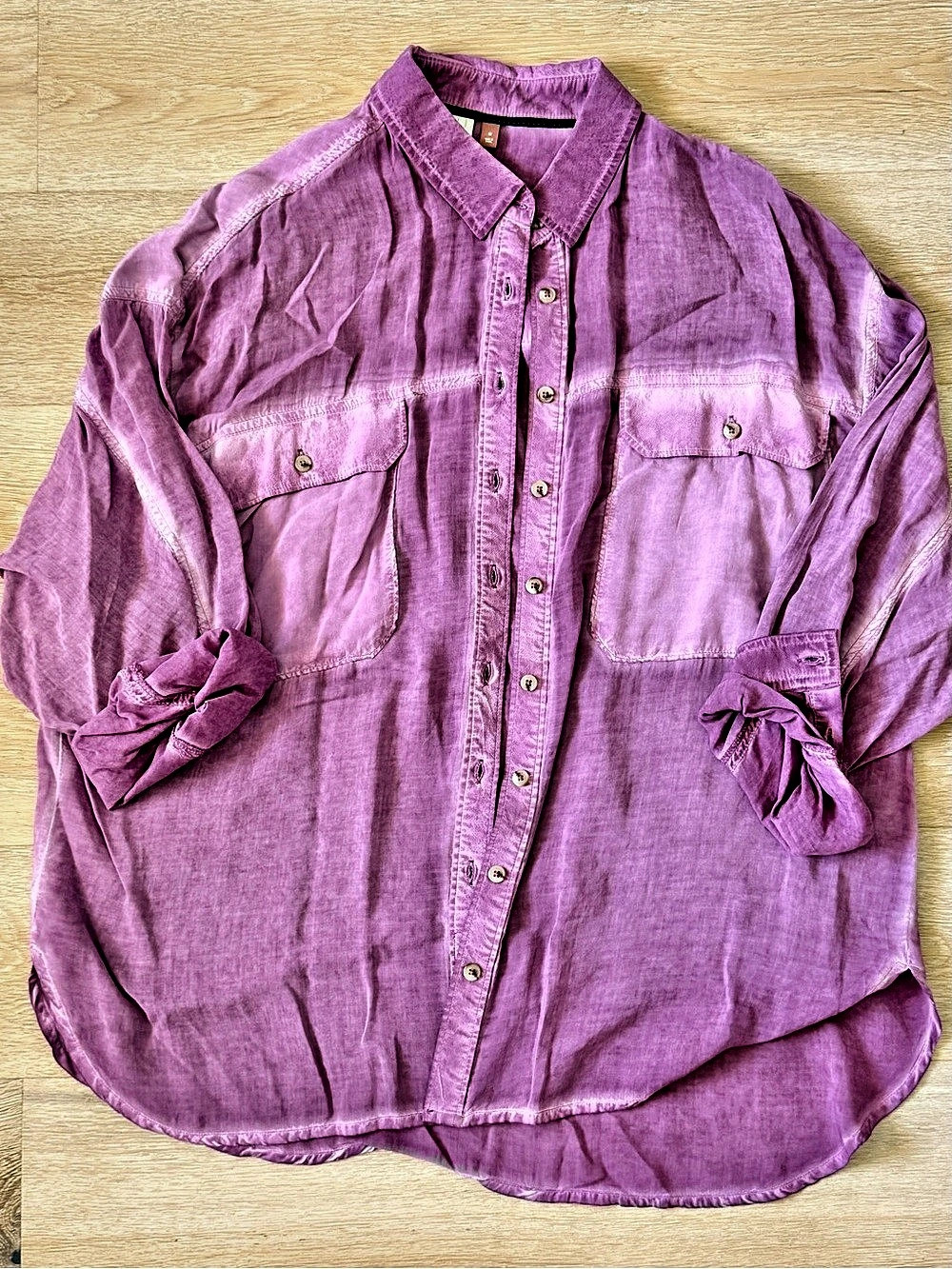 Urban Outfitters Viscose Button Down Shirt in Pink